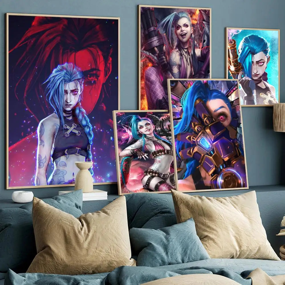 Cartoon Anime Game Arcane L-LOL Jinx Main Art Movie Posters Fancy Wall Sticker for Living Room Bar Decoration Room Wall Decor Cartoon Anime Game Arcane L-LOL Jinx Main Art Movie Posters Fancy Wall Sticker for Living Room Bar Decoration Room Wall Decor